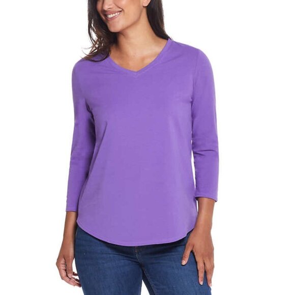 NEW Weatherproof Women's V-neck Tee 2 pack | Purple/Grey - Picture 11 of 11